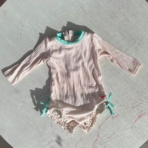 Ruffle Butts Striped Long Sleeve Baby Swimsuit